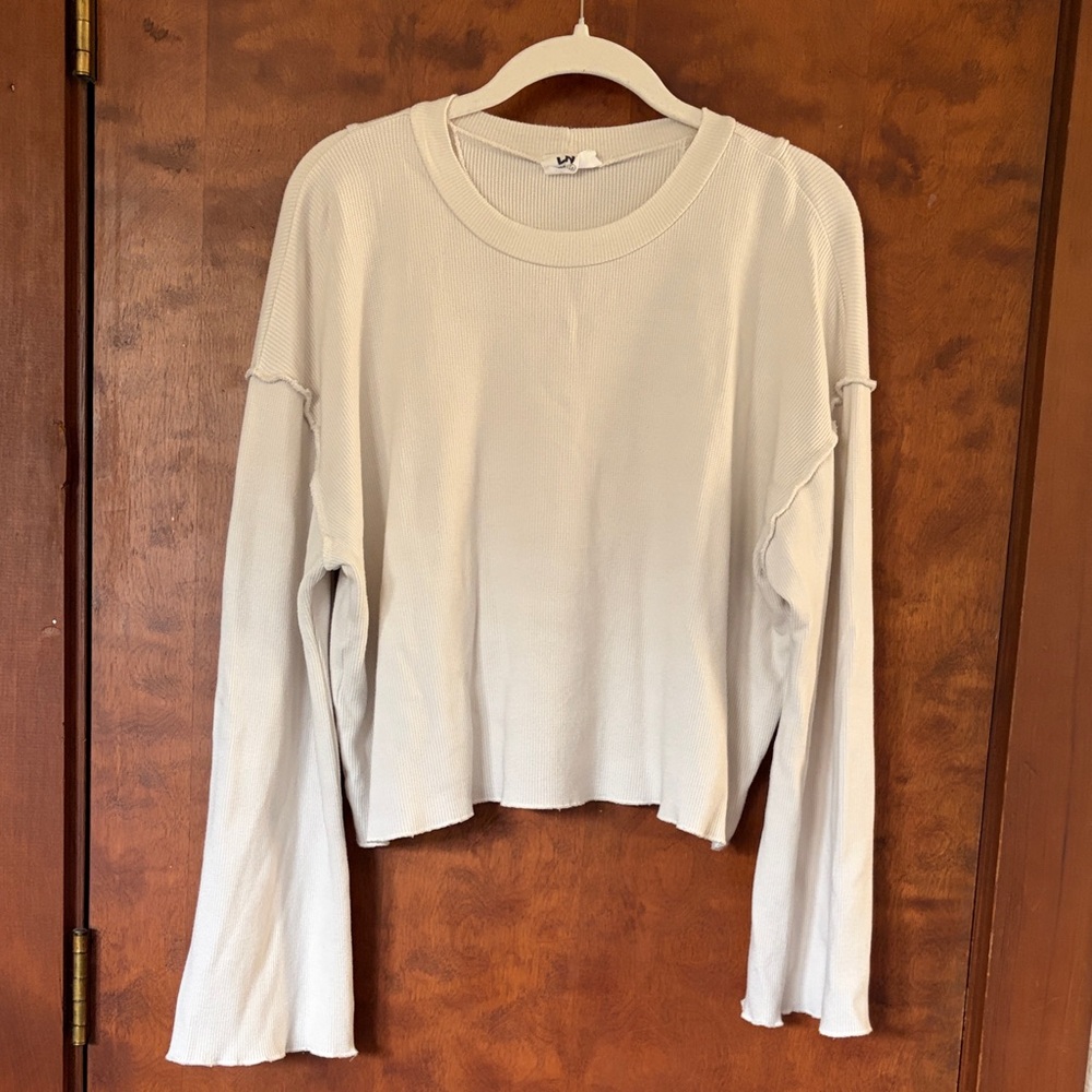 LNA Otis Long Sleeve Waffle-Knit Top